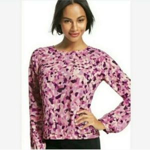 NWT CAbi 571 Purpl Pink Kaleidoscope Tie Blouse XS